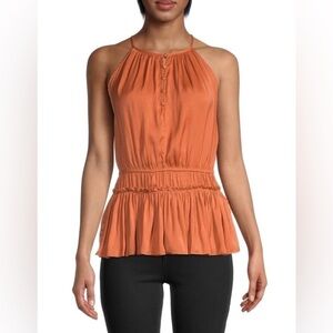 PHILOSOPHY Gathered Halterneck Peplum Top